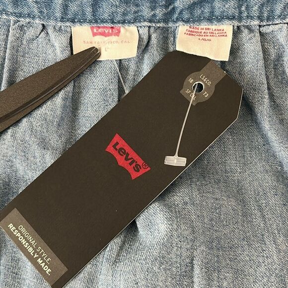 NWT Levi's Women's Midi Denim Shirt Dress Mika Balloon Short Sleeves - Picture 10 of 16